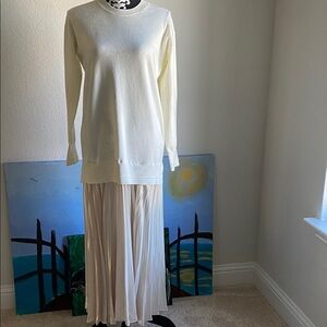 Anthropologie Cream Long Sleeve Maxi Dress